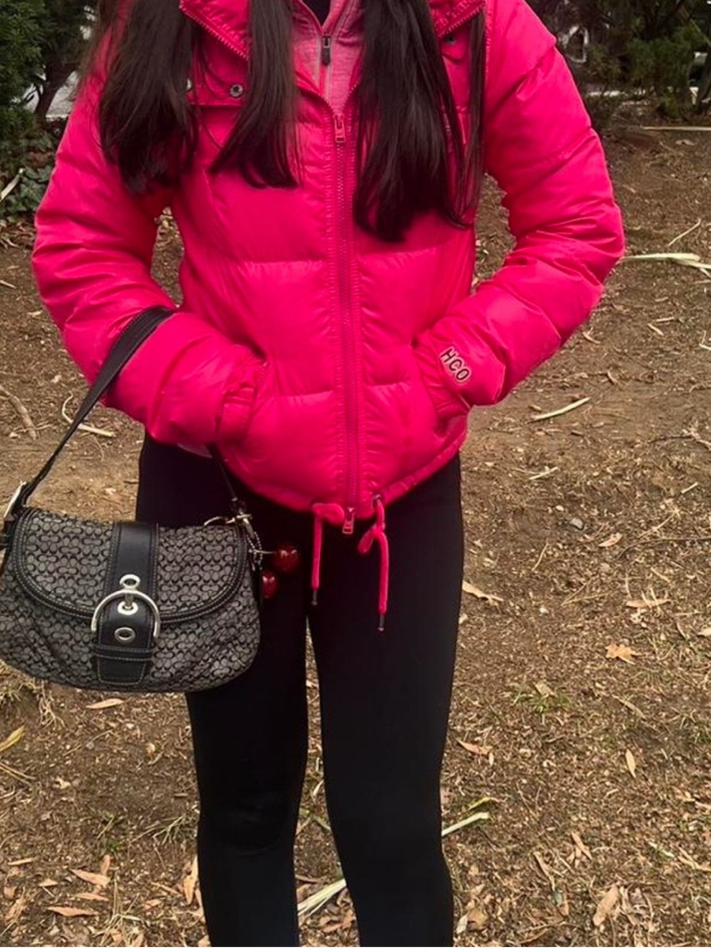 Hollister hot pink puffer jacket